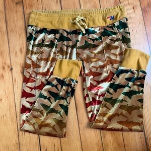Aviator nation velour/velvet sweat pants rainbow shark print